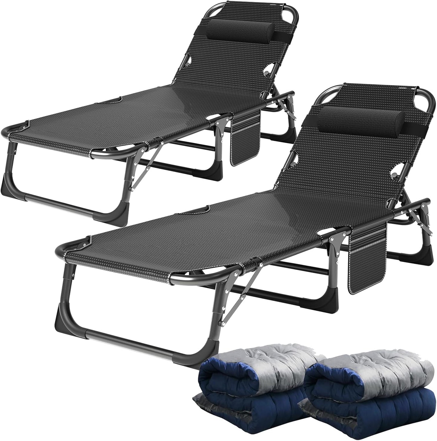 ABORON Chaise Lounge Chair,5 Positions Padded Outdoor Tanning Chair,Heavy Duty Portable Lounge Chair for Outdoor Sunbathing Patio Pool Lawn Deck Poolside,Support up to 440 Lbs