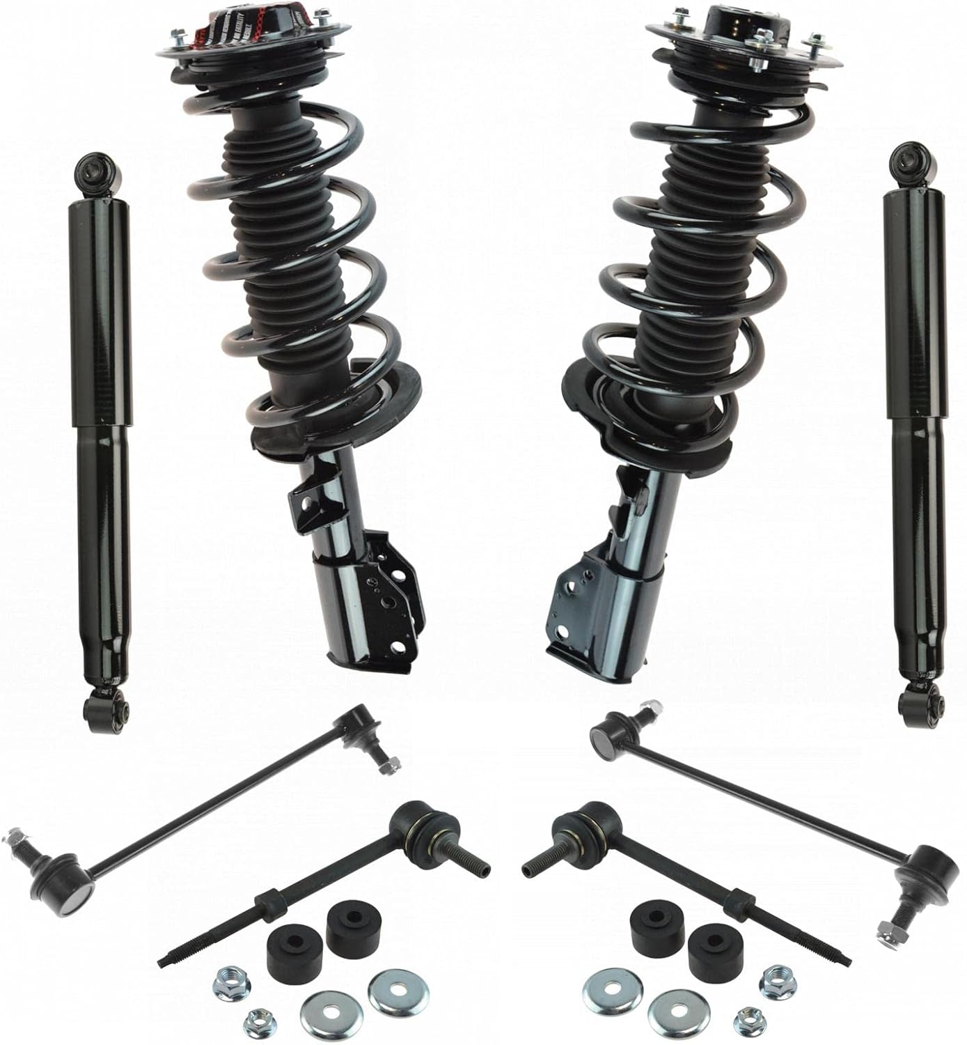TRQ Front and Rear Suspension Kit Complete Strut & Coil Spring Assembly Shock Absorber Sway Bar Stabilizer Link Compatible with 06-13 BMW