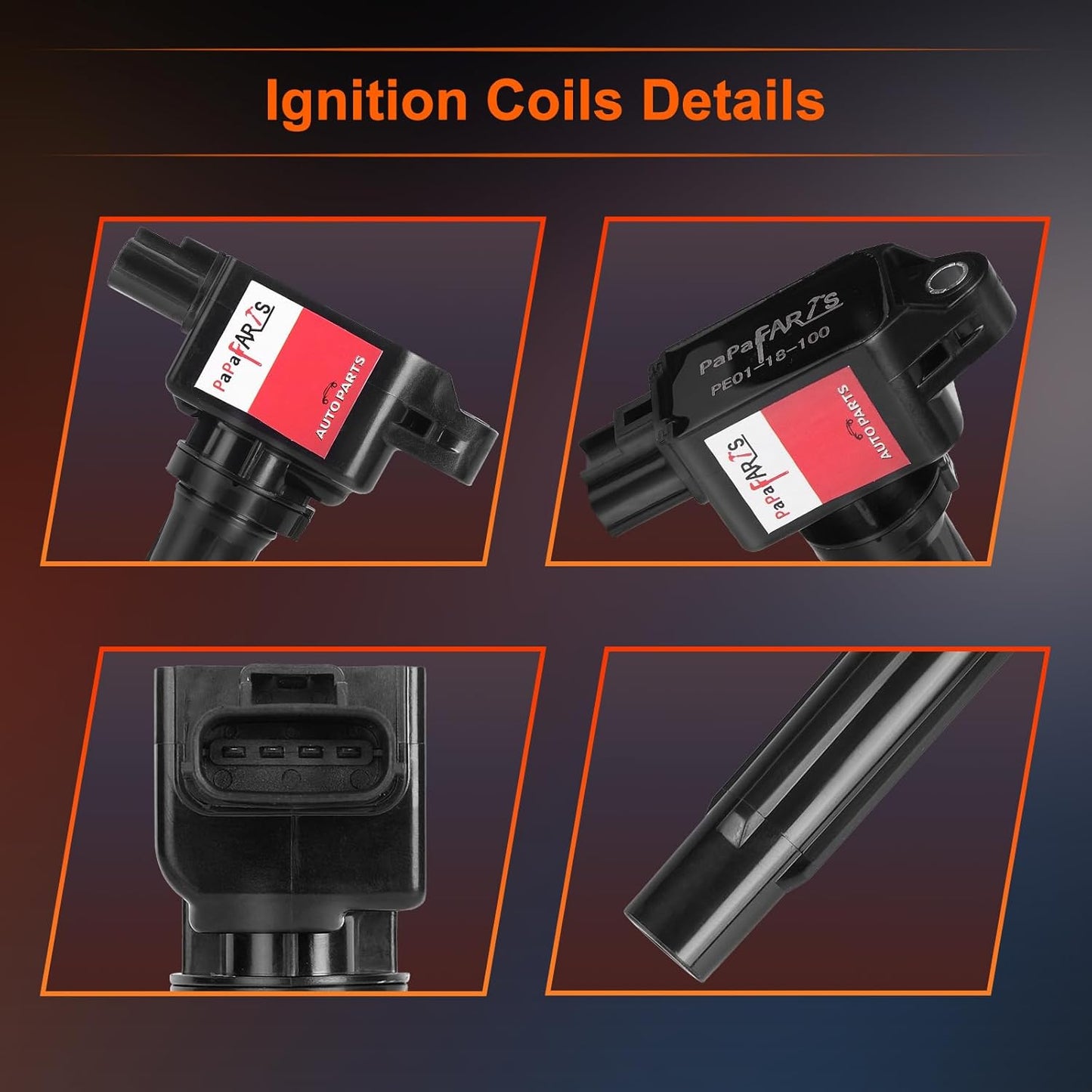 Set of 4 Ignition Coil Packs UF805 Compatible with Mazda 3 6 MX-5 Miata CX-3 CX-9 L4 2.0L 2.5L