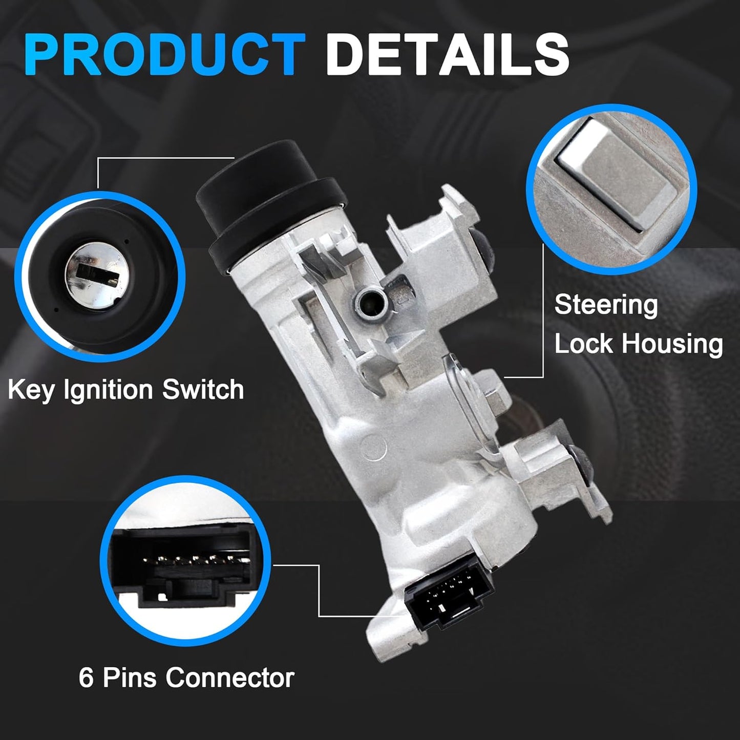 1K0905851B Ignition Switch Lock Cylinder with Intelligent Key Fit for 2006-2018 VW Jetta,for 2004-2011 Golf,for 2007-2011 Eos,for 2006-2009 Rabbit Replace 1K0905841 1K0905865 Ignition Starter Switch