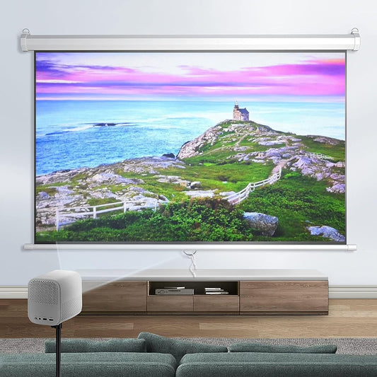 Wall-Mounted Projector Screen 4:3/16:9 HD Manual Pull-Down Retractable Screen with Self-Locking Function for Home Theater, Office, and Indoor Use(60inch 16:9)