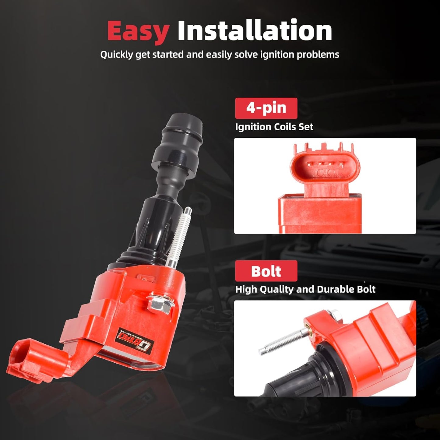 Set of 4 Upgraded Ignition Coil Pack and Iridium Spark Plug for 2.0L 2.2L 2.4L L4 Pontiac Chevy Cobalt HHR Malibu Captiva Buick LaCrosse Regal GMC Saab Saturn Replaces UF491 12578224