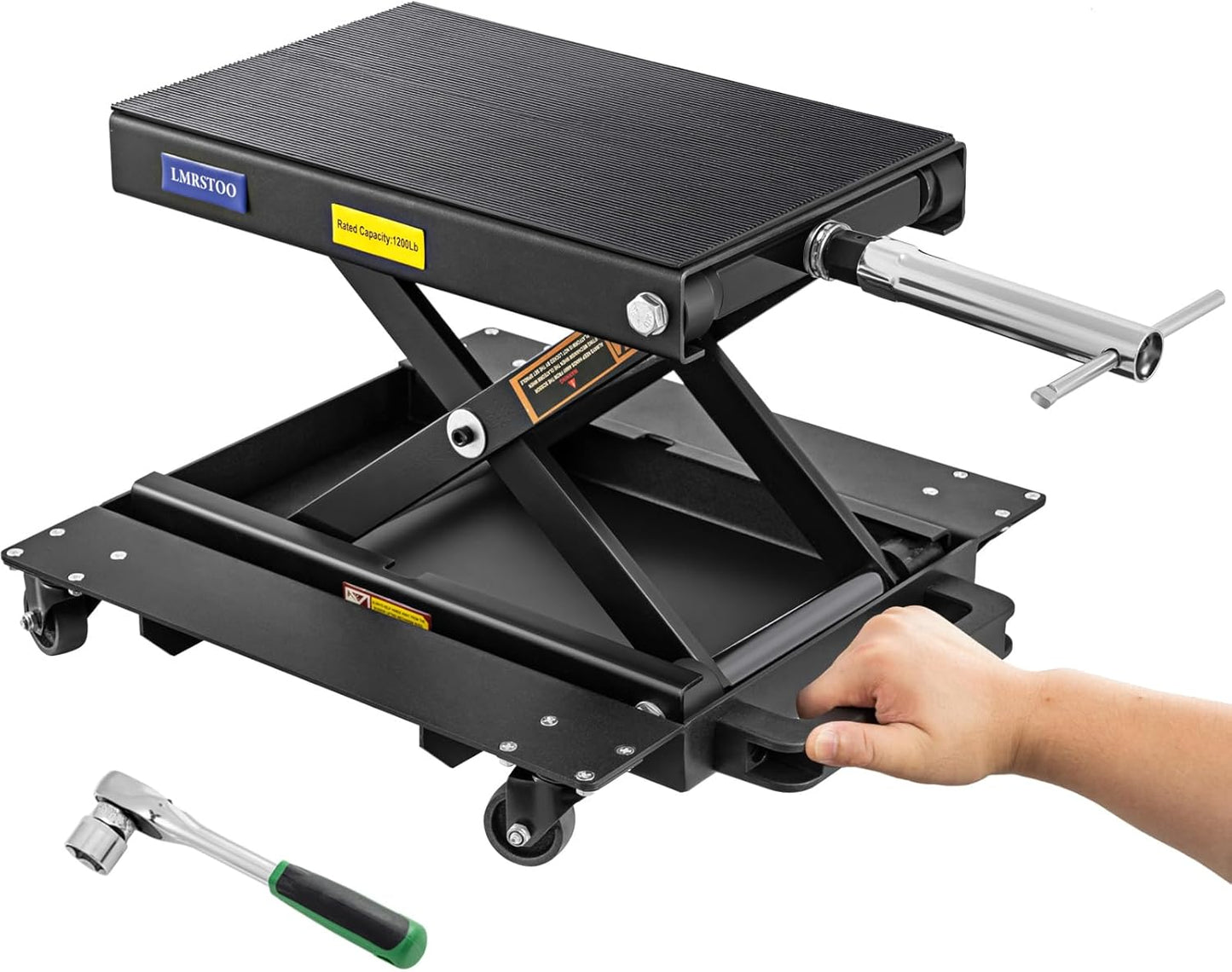 1200 LBS Motorcycle Jack, Motorcycle Lift Stand for Dirt Bike ATV,Scissor Jack with Crank Handle and Breaker Bar