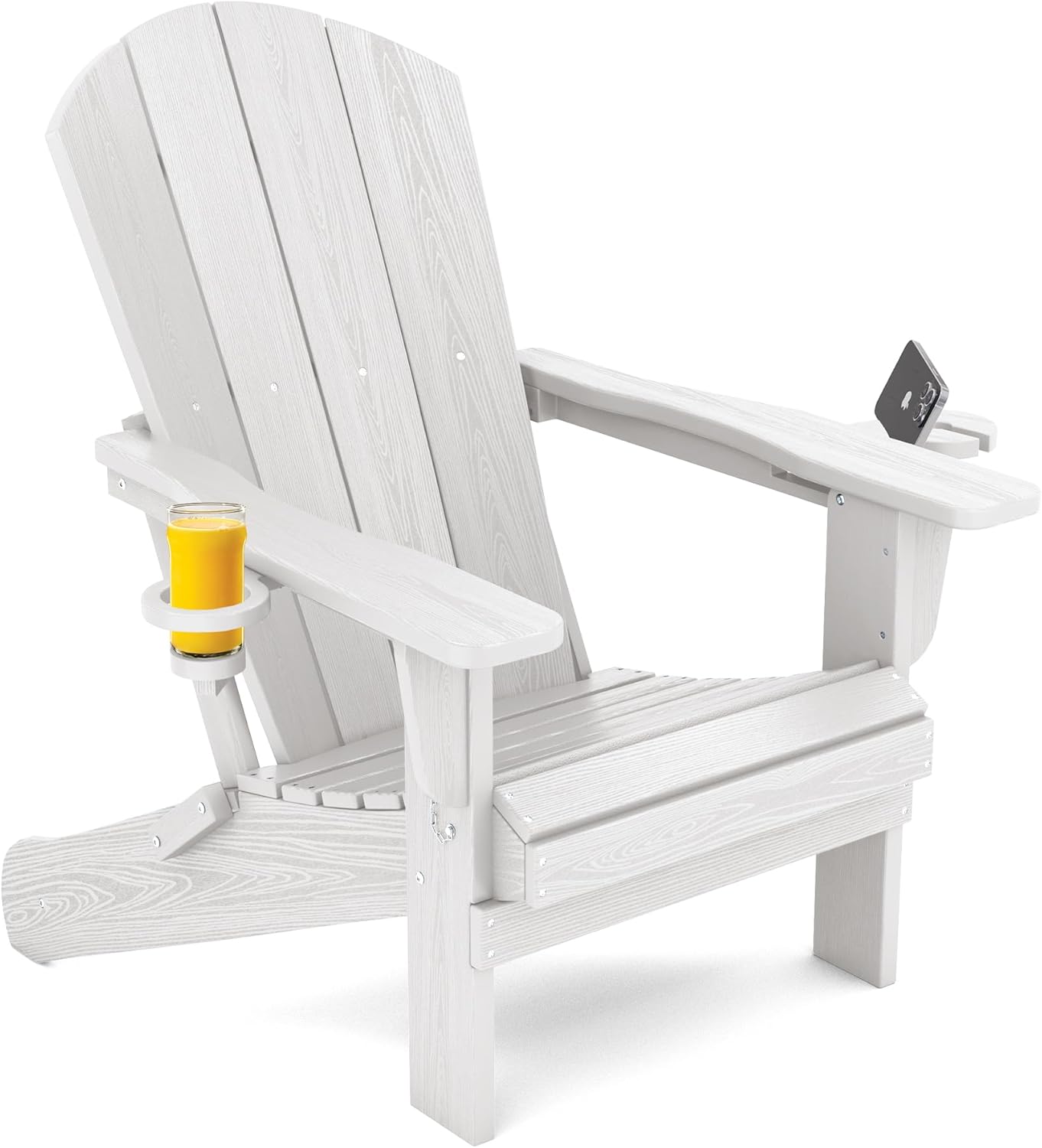 SERWALL Adirondack Chair with Cup Holders - Composite Adirondack Chairs Set of 8 HDPE Outdoor Chairs All Weather Use- Brown