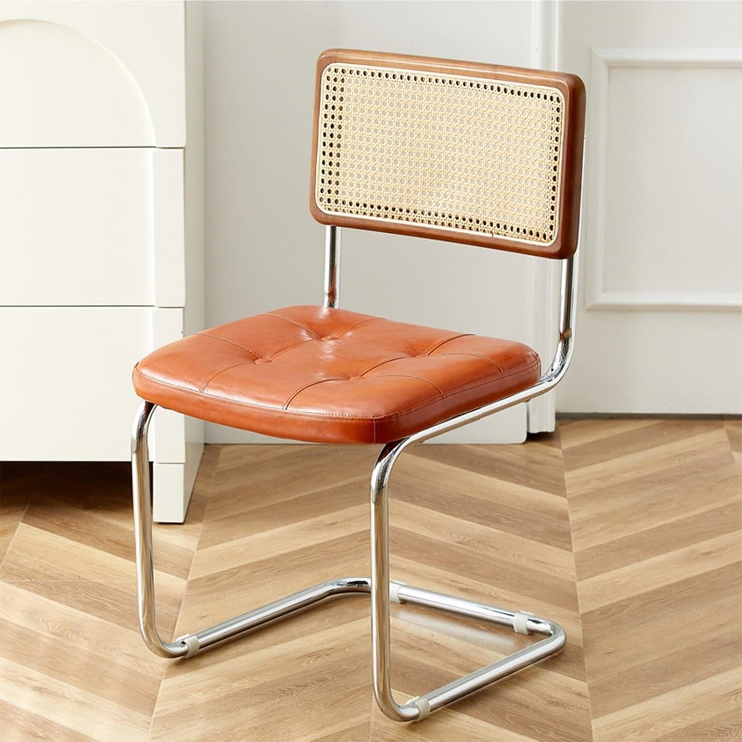 XCHEN Kitchen Table Chairs，Armchair，Living Room Chairs，Small Rattan Cushion Chair for Home use, Cafe, Hotel, homestay, Leisure, Antique Chair(BBlack)