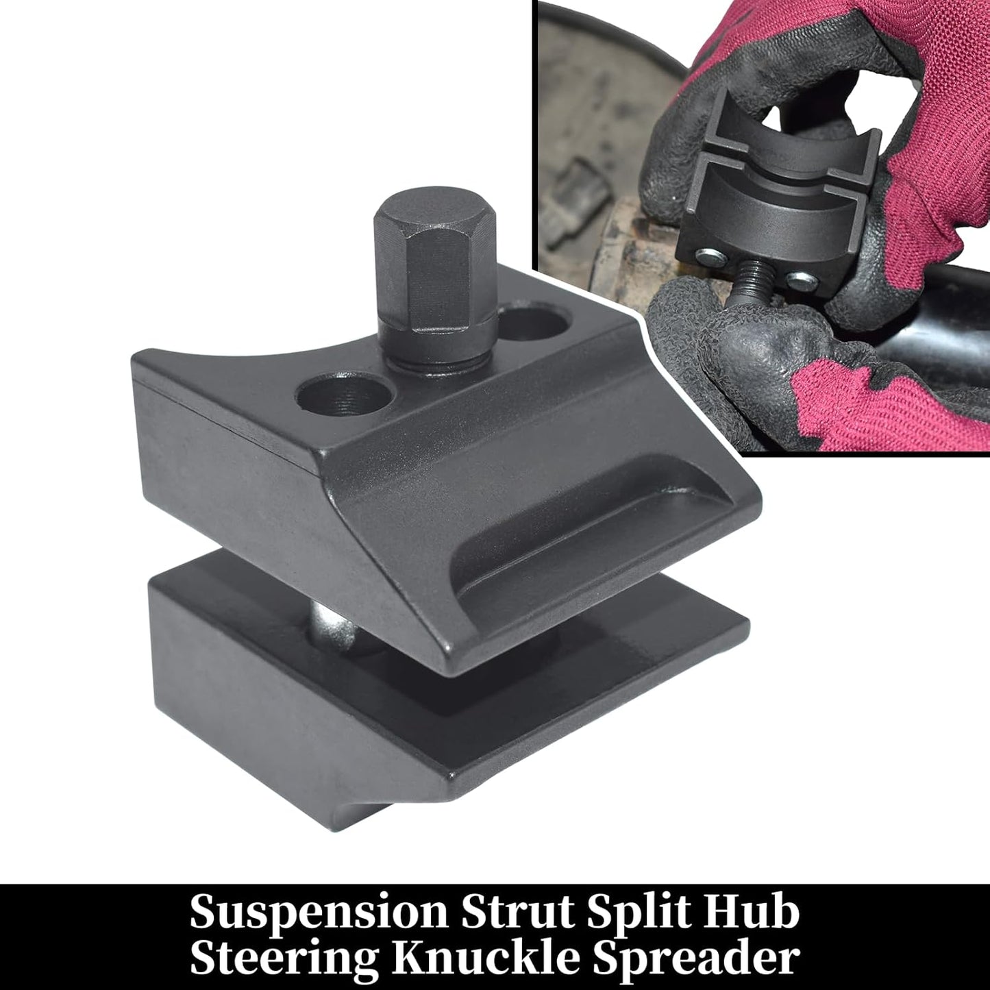 9pcs Strut Nut Socket 16mm 18mm 19mm 21mm 22mm 24mm with 12 Point 1/2" Drive, Suspension Strut Spreader Socket Tool Kit Shock Absorber Tool Suspension Strut Split Hub/Knuckle Spreader Tool