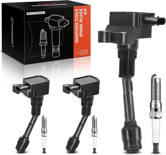 A-Premium Set of 3 Ignition Coil Pack and Iridium Spark Plugs Compatible with Ford Focus 2015-2018, Fiesta 2014-2017, EcoSport 2018-2021, 1.0L