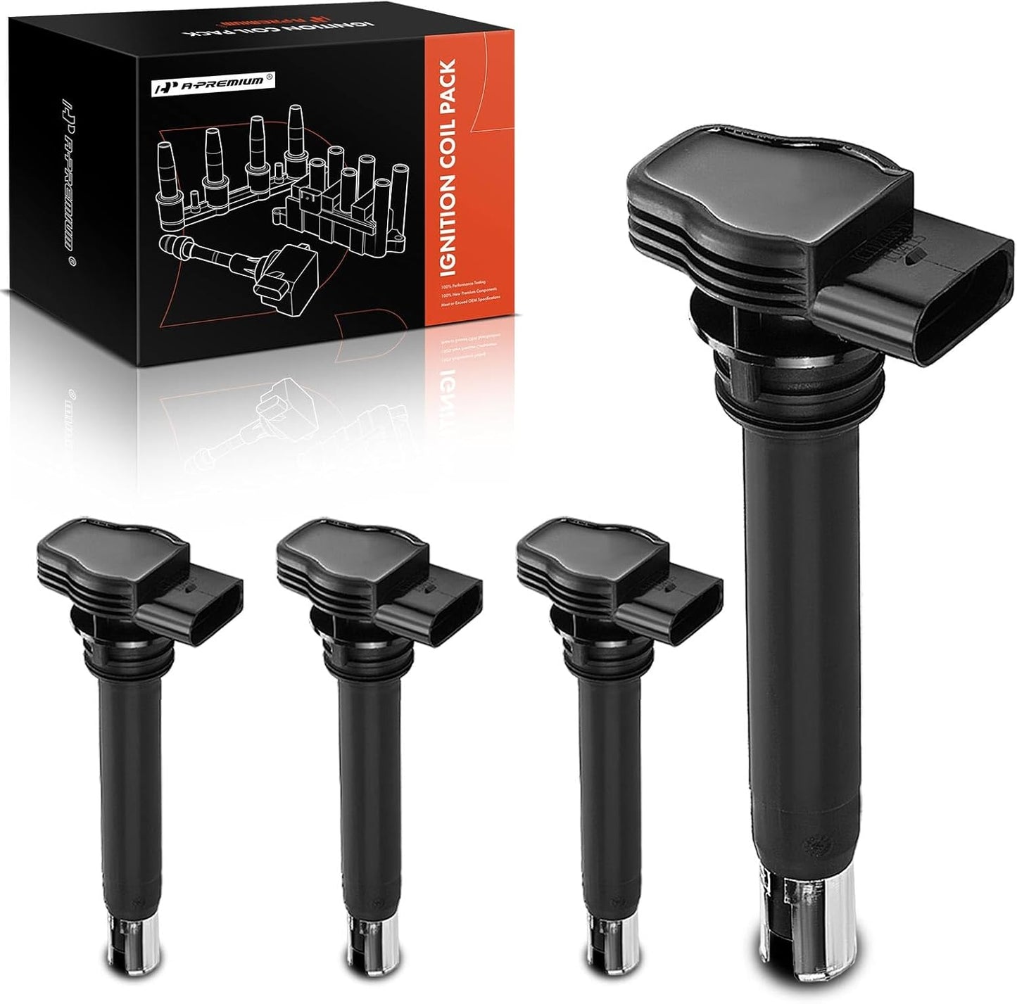 A-Premium Engine Ignition Coil Pack Pack Set of 5 Compatible with Volkswagen Jetta Passat Golf Tiguan Beetle CC Eos GTI Rabbit & A3 A4 A5 A6 TT Quattro allroad Q3 Q5 & More