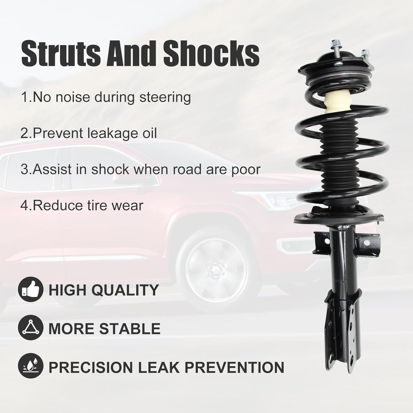Shock Absorbers Front and Rear Assembly for Chevy Traverse/GMC Acadia/Buick Enclave/Saturn Outlook 2007-2012, Front and Rear Struts and Shocks with Coil Springs - 172518/182518/349125/37315