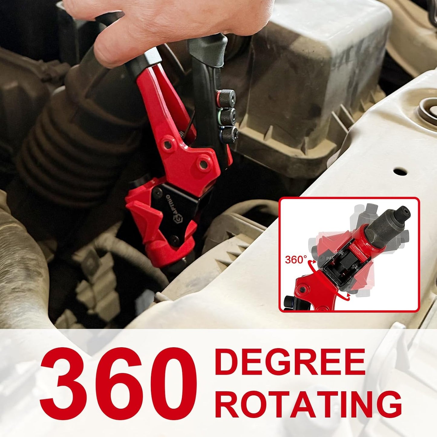 2 in 1 Rivet Nut Tool, Rivet Gun, 360° Swivel Head Multi-Application Tool with 4 Rivet Heads and 8 Metric & SAE Mandrels, Hand Riveter Tool with 80 Rivets and 80 Rivet Nuts, Designed for Tight Space