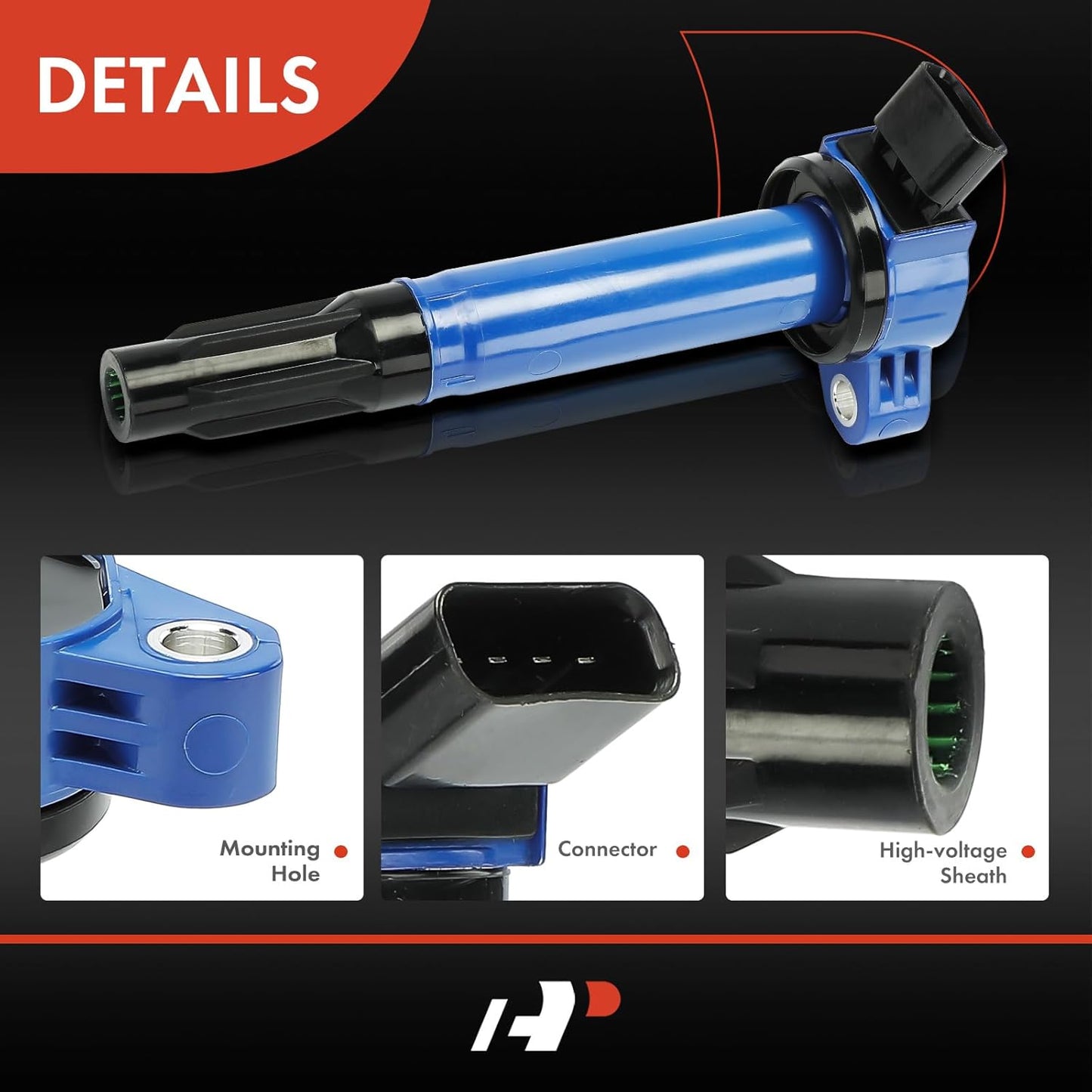 A-Premium (Blue) Engine Ignition Coil Pack Compatible with Toyota Camry, RAV4, Highlander, Tundra, Sienna, 4Runner, Avalon, Venza, FJ Cruiser & Lexus RX350, RX450h, IS250, GS300 & Lotus, 6-PC Set