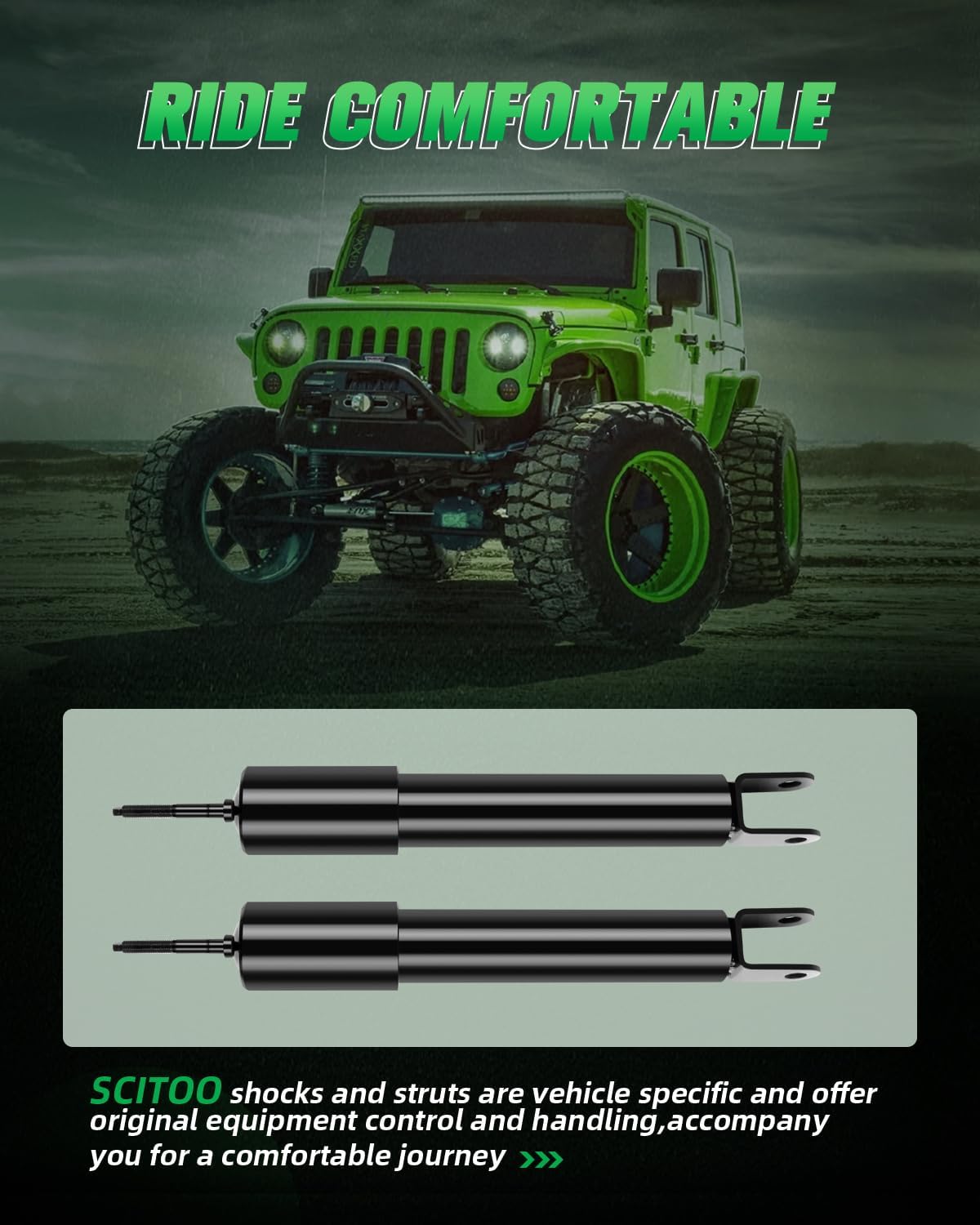 SCITOO - Front Rear Shock Absorbers for Hummer Fits 2006-2010 for Hummer H3 Shocks 555049 911527 555050 911528 Shocks Struts - 4Pc Set