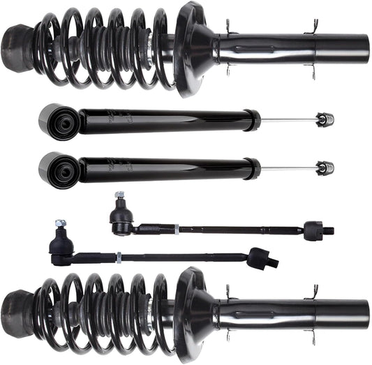 SCITOO Struts Shock suspension kit 1998-2010 for Volkswagen Beetle struts 1999-2006 for Volkswagen Golf Front Strut Spring Assembly Rear shock absorber Tie Rod Assembly (inner & outer) 6 Pcs,171525