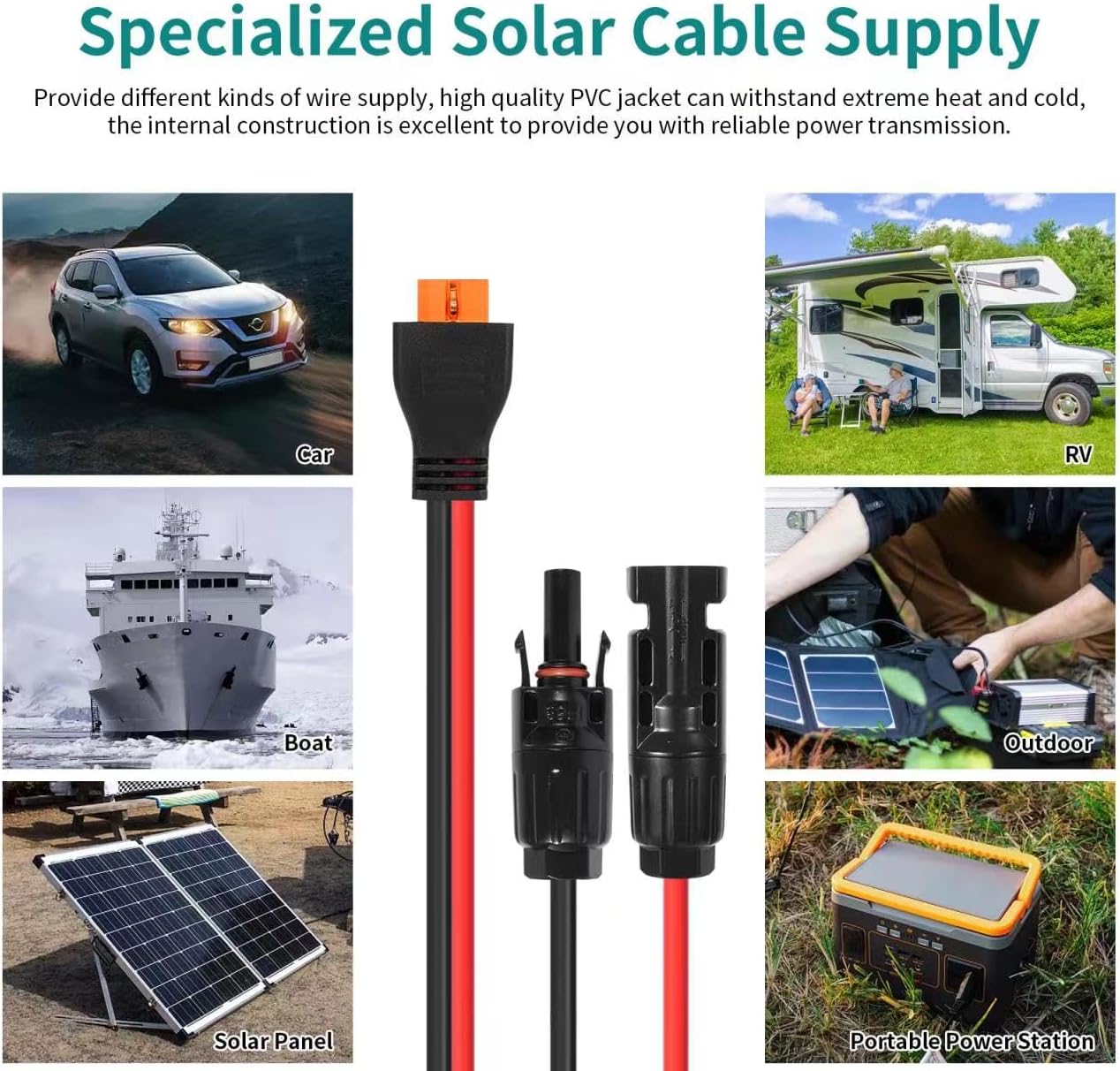 10AWG Tinned Copper Wire XT60i to Solar Panel Connector Extension Cable 35FT – Heavy-Duty Solar to XT60i Cable for RC Batteries, Drones, Solar Power Systems, and Renewable Energy Applications