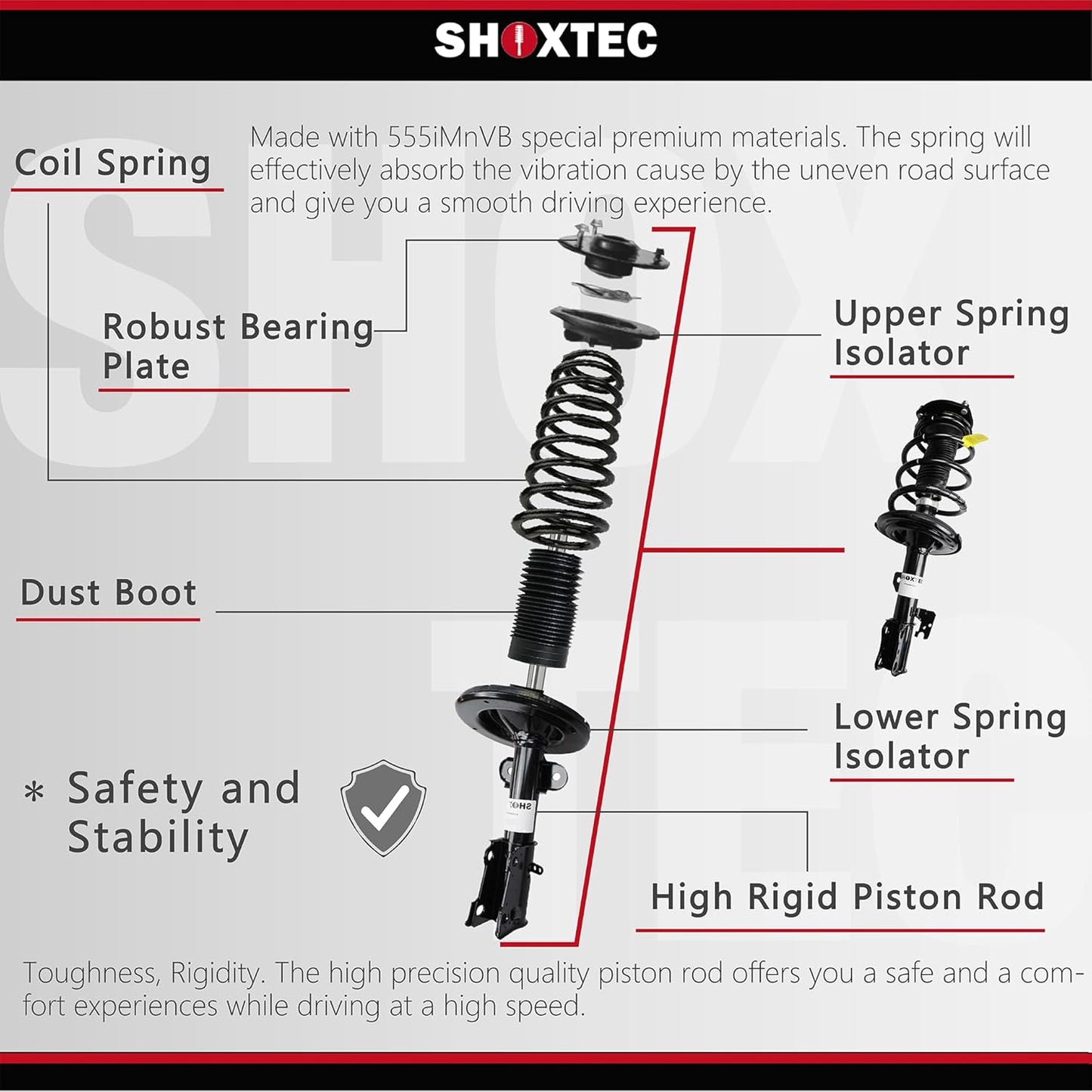 Shoxtec Front Pair Complete Struts Replacement for 2013-2019 Ford Flex 2013-2019 Lincoln MKT Repl. Part No.172656 172655
