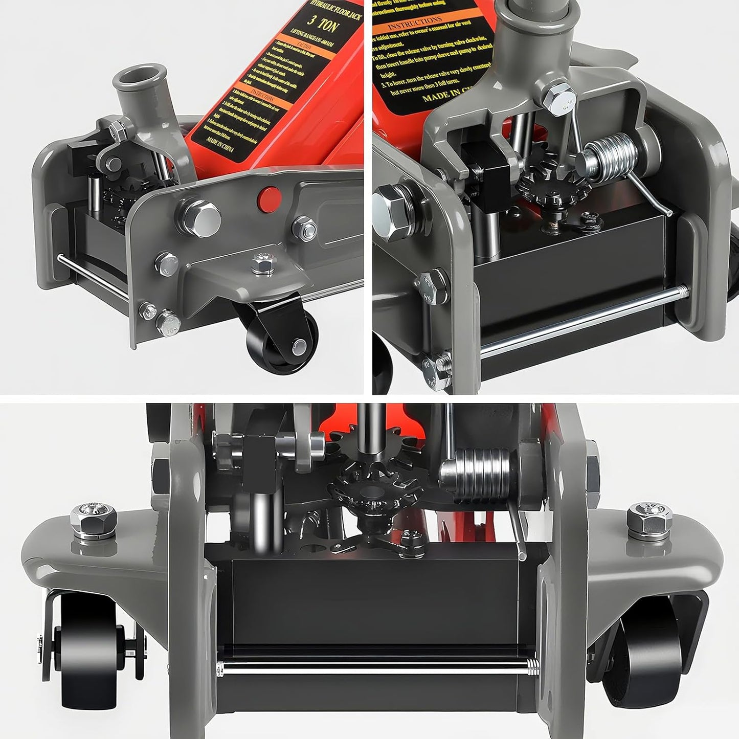 3 Ton Floor Jack,6600 LBS Heavy Duty Hydraulic Floor Jack with Wheels,Lift Range:5.31'' -18.11'',Carbon Steel Material,Suitable for Home,Garage and Repair Shops,Red