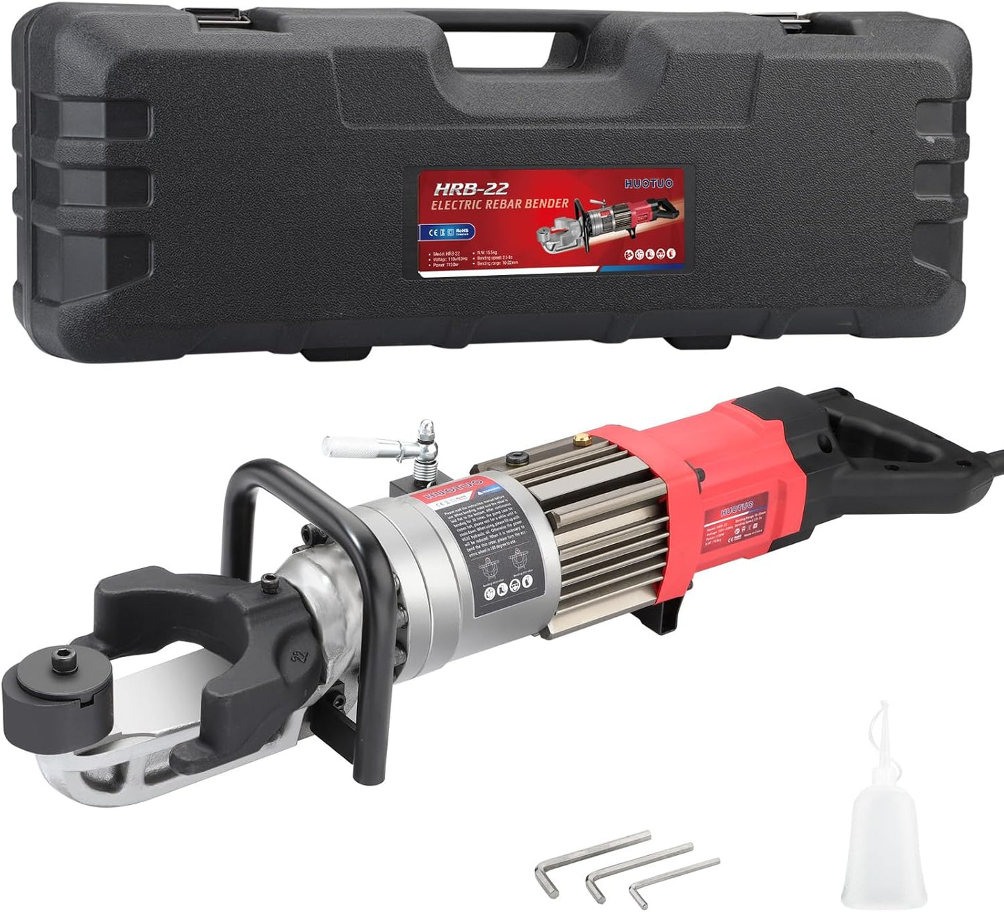 5/8" Electric Hydraulic Rebar Bender 1100W Portable Hydraulic Rebar Bending Machine [TÜV Rheinland North American Certificated] 6-16 mm Rebar within 2-2.5s Easy Bending Rebar Steel Bar HRB16