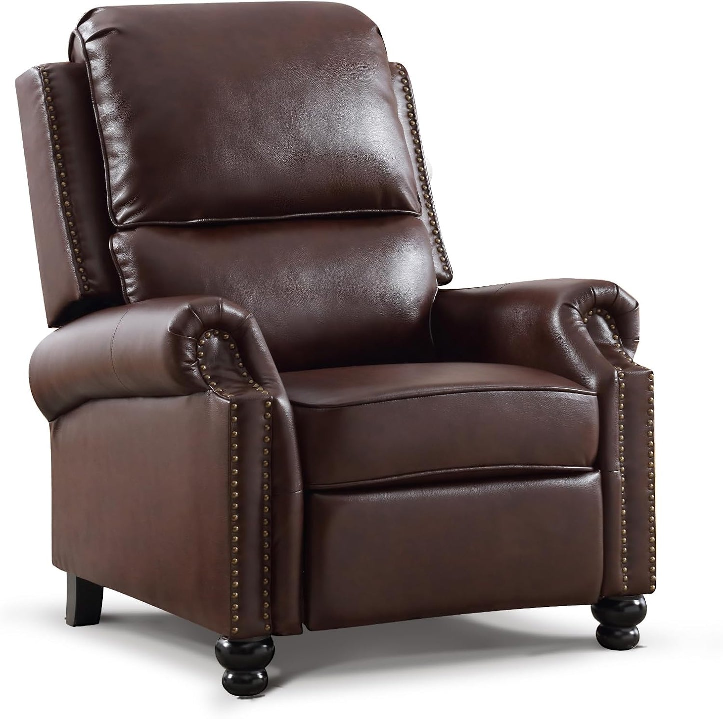 Bonzy Home Pushback Recliner Chair Set of 2, Push Back Reclining Chair with Padded Seat, Comfy Fabric Recliner for Living Room Bedroom Home Theater, Navy Blue