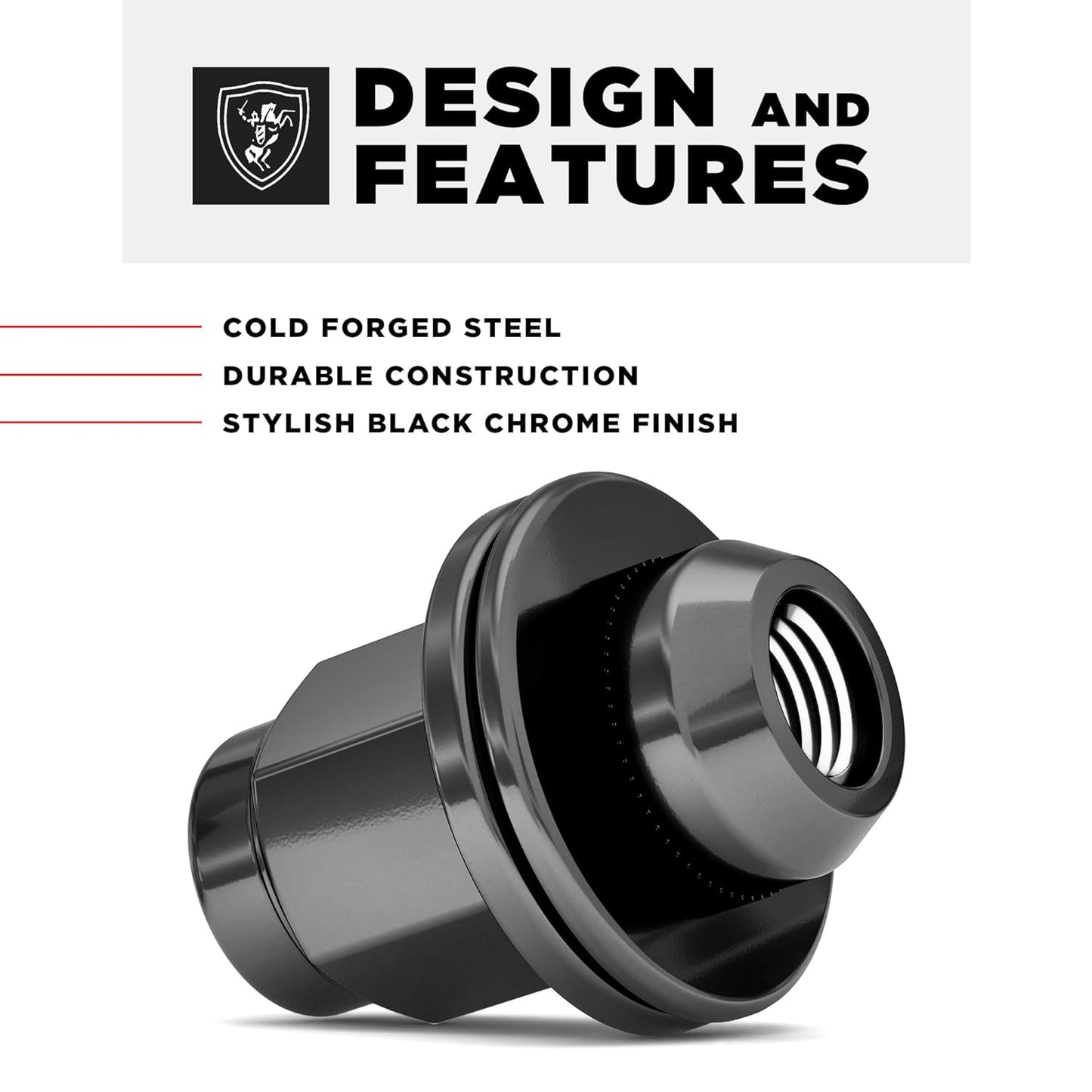 White Knight M14 x 1.50 Thread Lug Nut for Toyota Land Cruiser/Sequoia/Tundra, Lexus LX570 / LX470, Solid Piece (Black Chrome) Factory Style Duplex Long Mag with Washer, 5309DLBK-24AM (24 Pack)