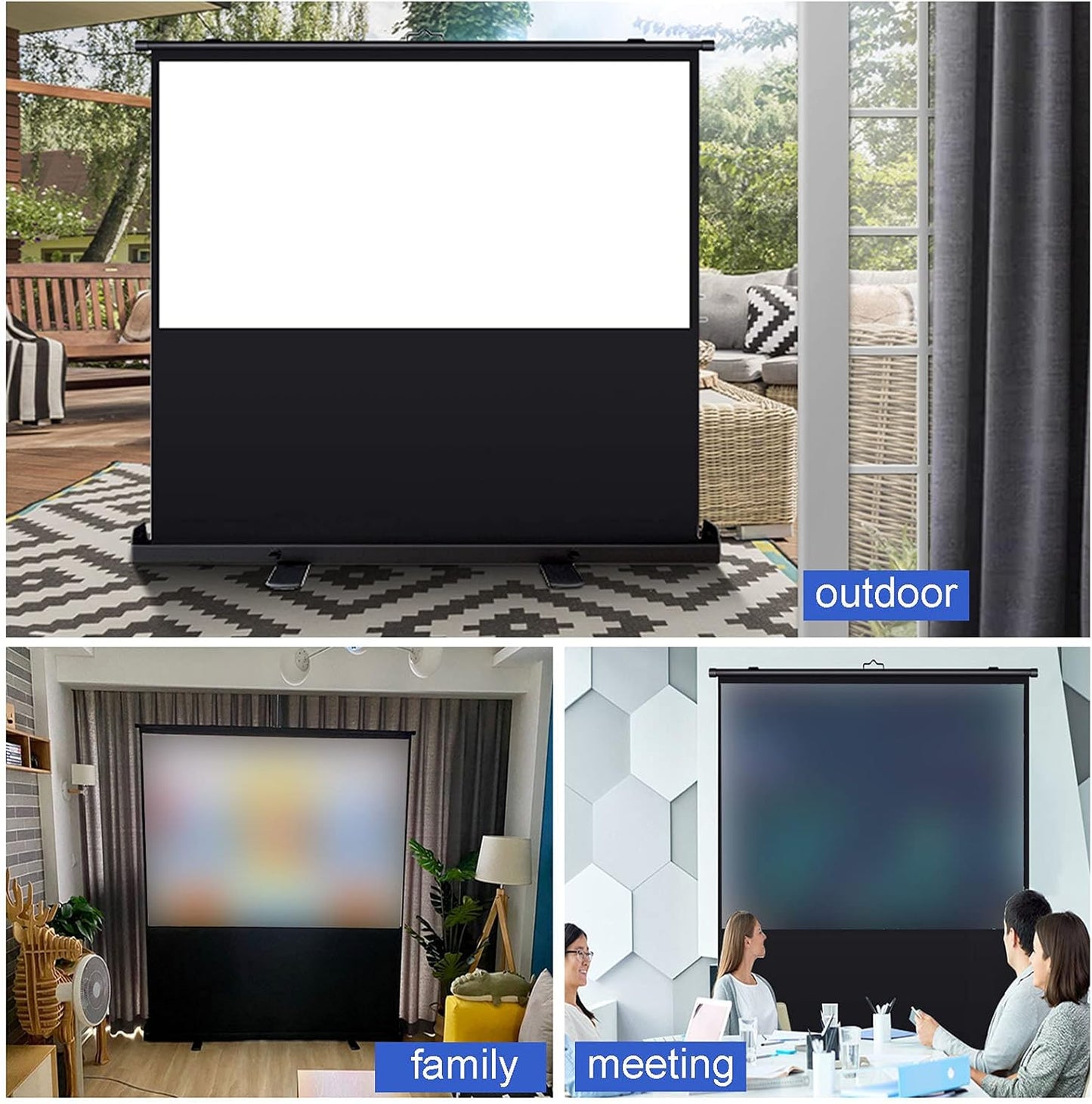 Self Standing Pull-Out Style Projection Screen, Indoor Outdoor Portable Desktop Projection Screen, 4:3/16:9/16:10 HD Projection Screen for Home Theater School Meeting (60 inch 4: 3