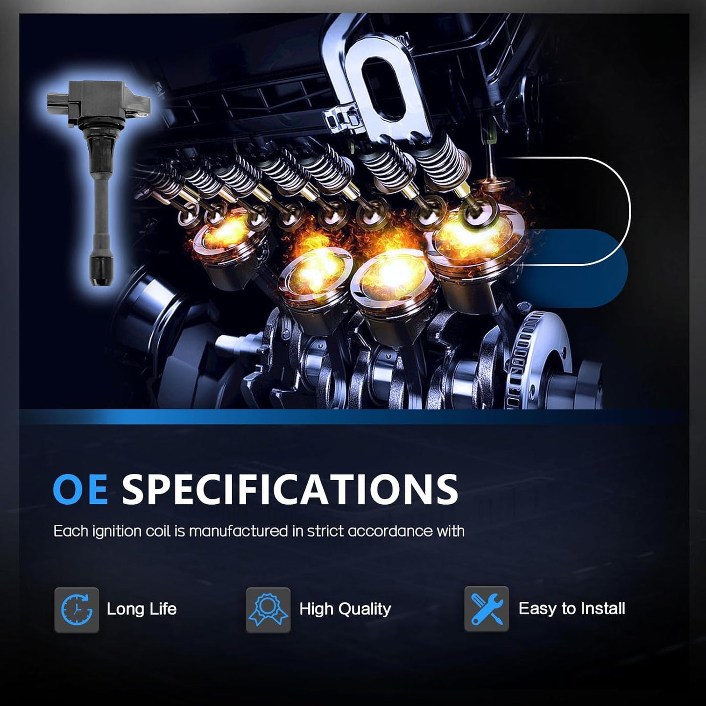 Set of 4 Ignition Coil Pack 2007 2008 2009 2010 2011 2012 Replacement for Nissan Altima Versa Sentra Cube Rogue Frontier 2013 2014 2015 Infiniti M56 FX50 QX60 QX70 2.5L 2.0L 1.8L Replace# UF549