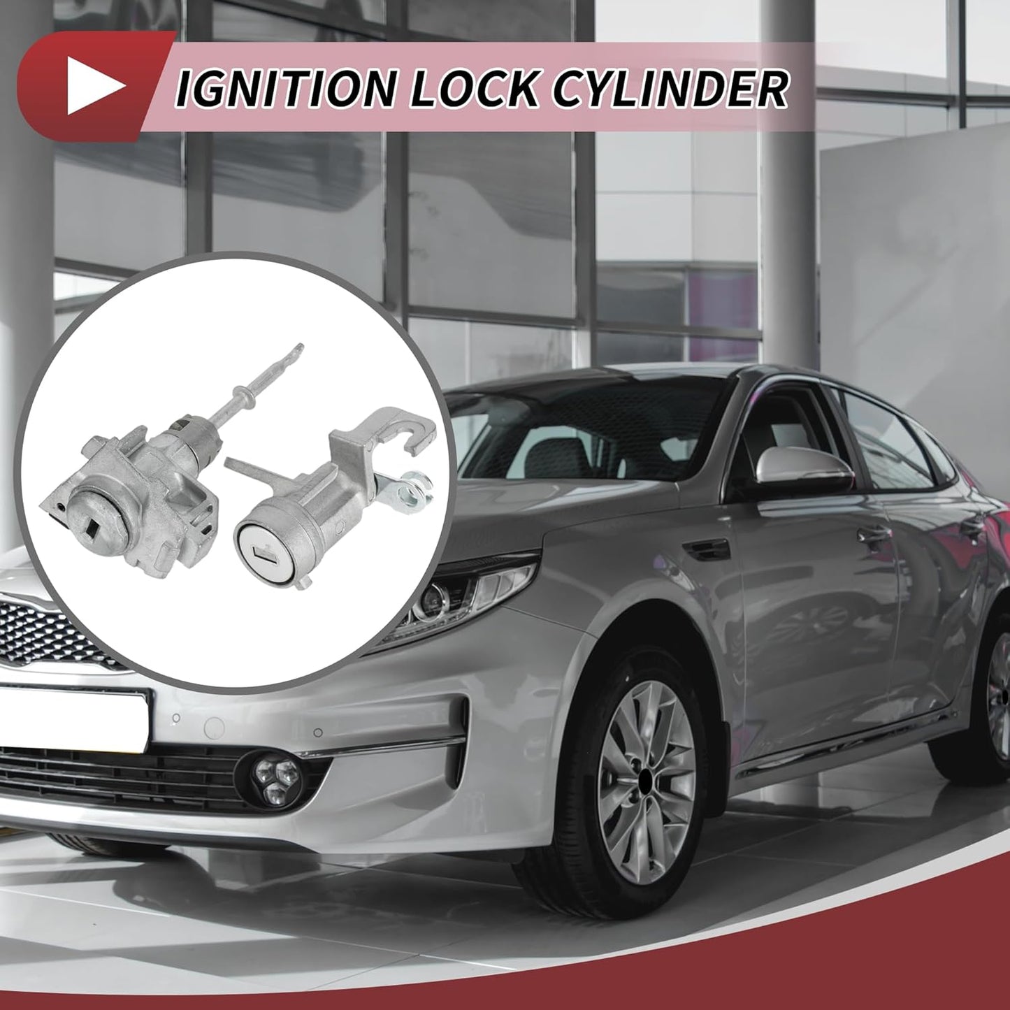 1 Set Ignition Lock Cylinder for Kia Optima 2016-2020 Front Door Lock Cylinder No.81991-35240 Silver Tone Metal