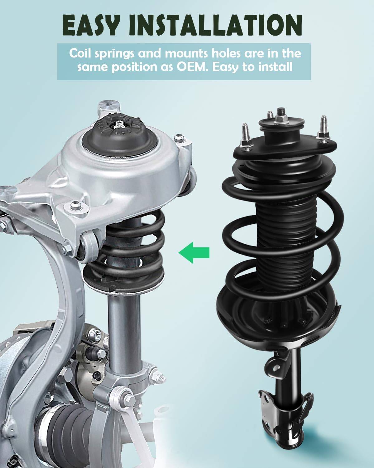 SCITOO Front Shock Absorber Assembly Fit for 2006-2014 for Honda Ridgeline, Complete Shock and Strut Assembly Kit Fit for 1331634 2PCS