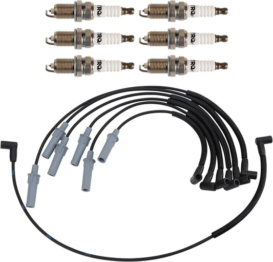 TRQ Ignition Kit Spark Plugs Wire Set Compatible with 1997-1998 Dodge B1500 1997 B2500 1997-2003 Dakota 1998-1999 Durango 1997-2001 Ram 1500 1999-2003 Ram 1500 Van 2001 Ram 2500 Van