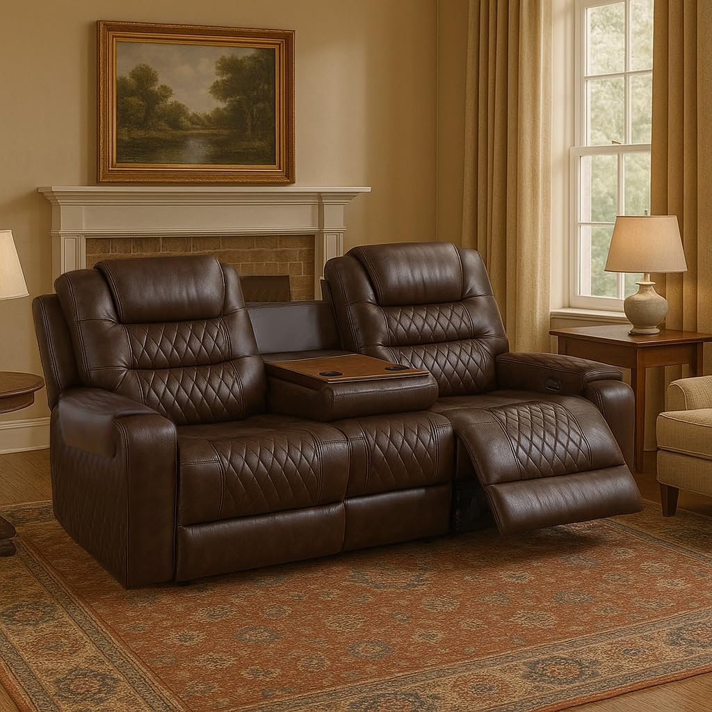 COMHOMA Power Living Room Furniture Sets,Electric Recliner Chair with LED Light,Sectional Sofa Loveseat with Wireless Charging,Spacious Storage, Cup Holeders,1