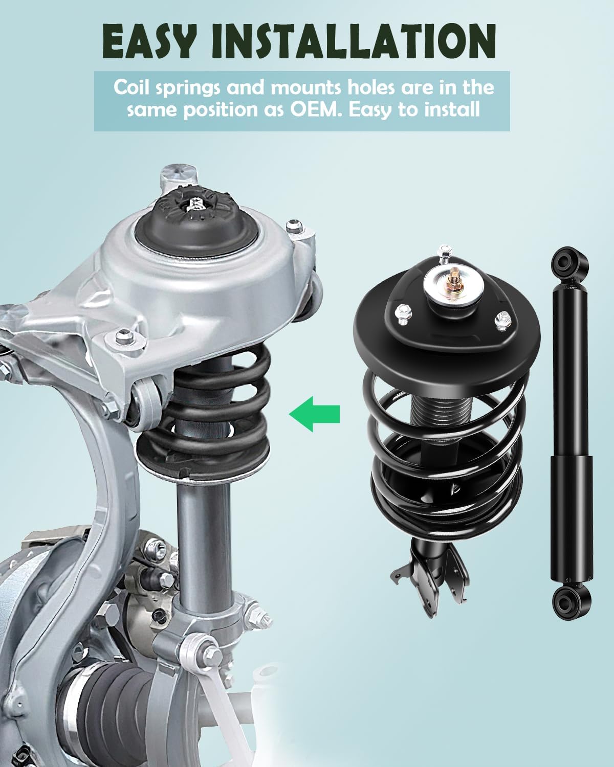 SCITOO Front and Rear Complete Struts Assembly Shock Absorber for Honda Odyssey 1999-2004 Automotive Replacement Struts 171598 171597 37246 - Set of 4