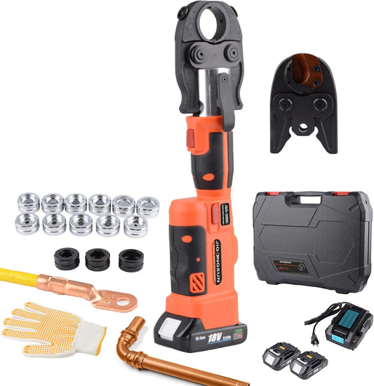 3 in 1 Electric Hydraulic Crimping Tool, 12 Ton 8AWG-600MCM and Pro Press Copper Crimper Tool with 1/2, 3/4, 1 Crimping Range, Hydraulic Cable Cutte φ25/32”Steel Wire Cutter 120KN