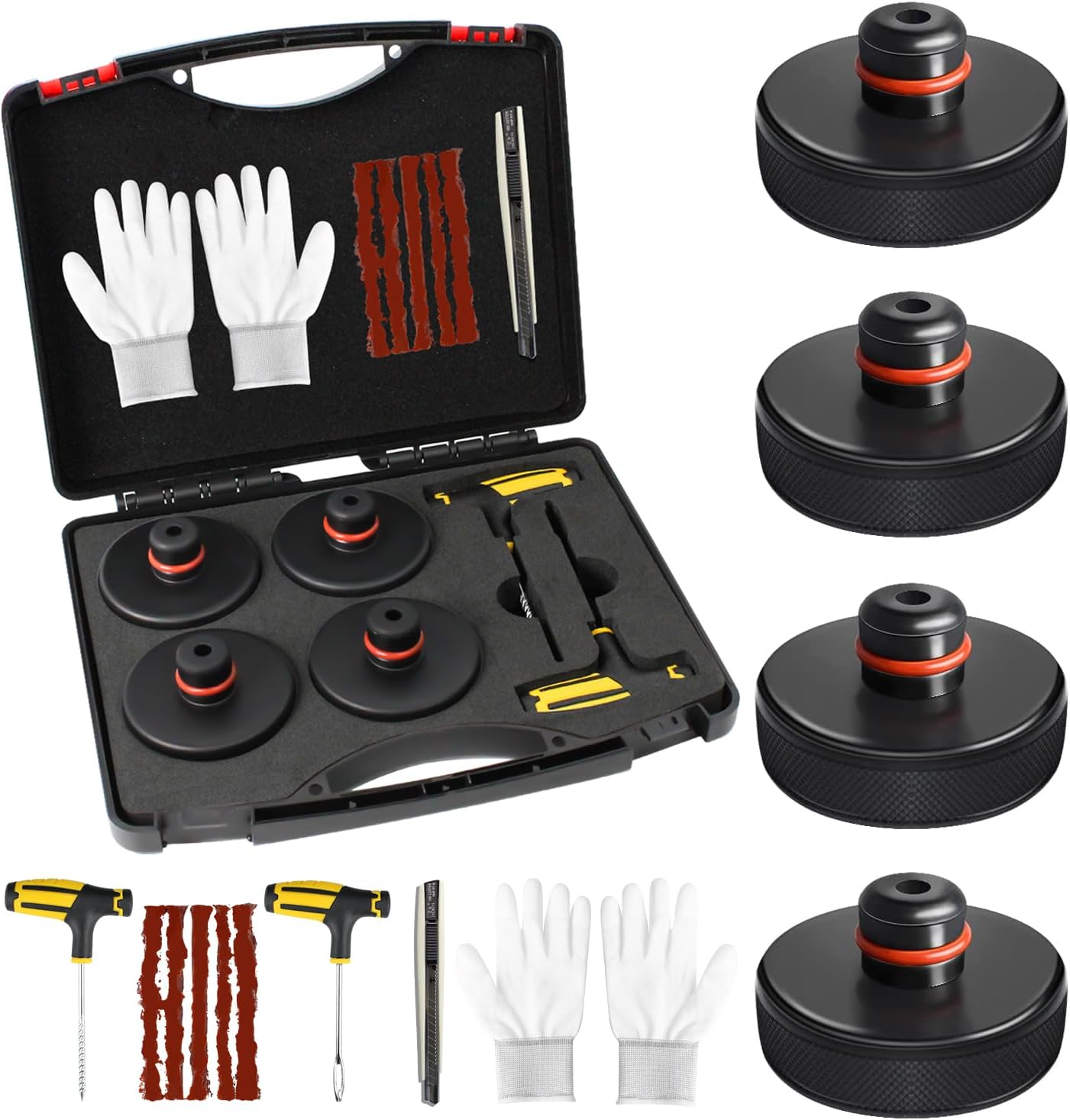 2025 Upgrade Jack Pads for Tesla Model 3/Y Accessories 2025, Wireless Universal Tire Inflator Pump Set with Built-in Tire Repair Kits for Tesla Model 3/Y/X/S [Not Fit Austin Built Model Y]