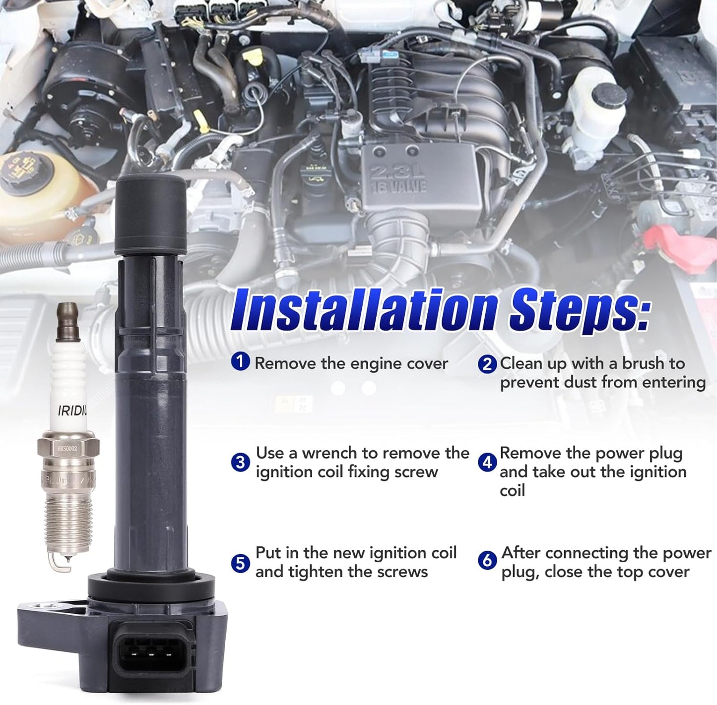 Set of 4 Ignition Coil Pack and Spark Plugs Fits for 1.7L L4 2001 2002 2003 2004 2005 Honda Civic 1.7 Replaces UF400 C1460