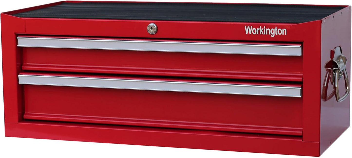 Workington Industrial 2 Drawers Portable Metal Intermediate Box, 26" Middle Tool Chest Cabinet with Ball Bearing Drawer Slides, Steel Tool Storage Box Organizer 4008 Black