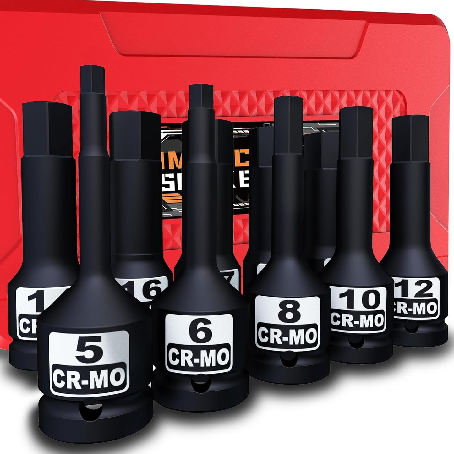1/2" Drive Master Impact Hex Bit Socket Set, Metric & SAE, 20-Piece 1/2 Inch Drive Impact Allen Bit Socket Set, 5mm - 19mm & 1/4" - 3/4", Cr-Mo Steel, Heavy Duty Storage Case