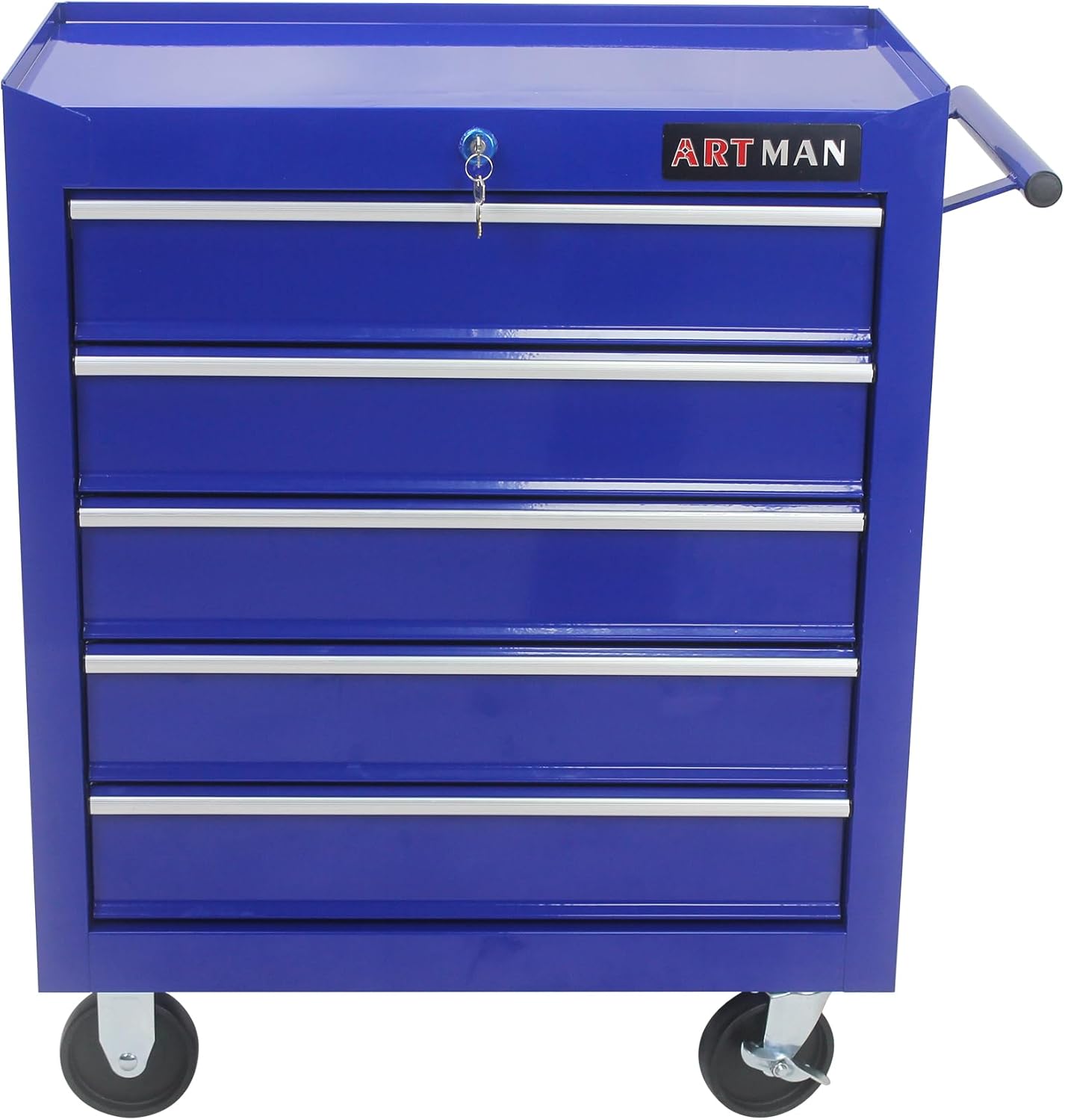 7-Drawer Metal Rolling Tool Chest with Wheels,Tool Storage Cabinet with Locking System,Multifunctional Tool Cart with Wheels for Garage, Warehouse, Workshop, Repair Shop (Black+Blue)