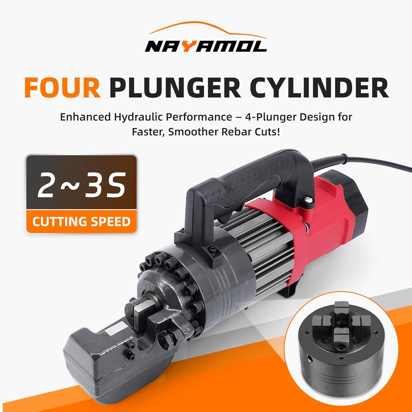 7/8 inch 1400W Electric Hydraulic Rebar Cutter with Pure Copper Motor,Fast 2-3s Cutting for Construction,Cuts 3/16"(5mm) - 7/8"(22mm) #7 Rebar,110V,Portable with Toolbox,RC-22