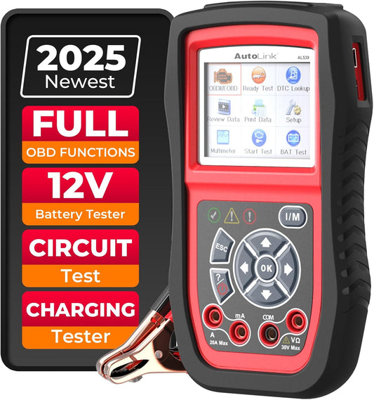 Autel AL539B OBD2 Scanner, 3-in-1 Code Reader Battery Tester Avometer for 12 Volts Batteries, Full OBDII Diagnosis and Circuit Starting & Charging Systems Test, All Enhanced Ver. of AL519 AL539