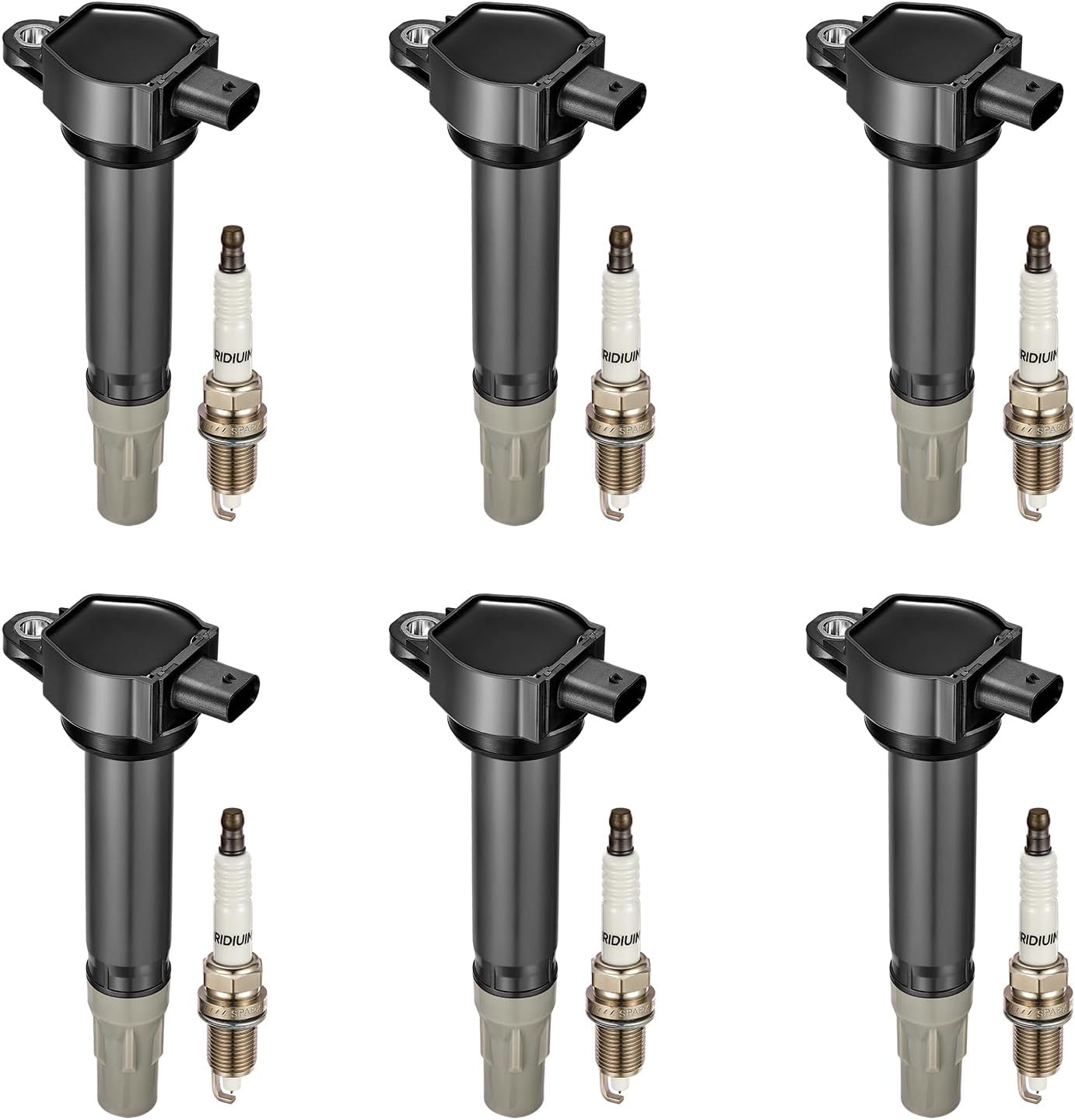 BDFHYK Ignition Coil Pack UF807 and Iridium Spark Plugs 93175 Compatible with Chrysler Pacifica Dodge Durango Jeep Grand Cherokee Wrangler Ram 1500 3.6L V6 68223569AB LKR7DIX-11S, Sets of 6