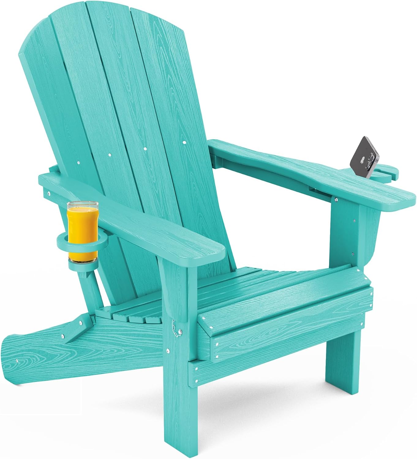 SERWALL Adirondack Chair with Cup Holders - Composite Adirondack Chairs Set of 8 HDPE Outdoor Chairs All Weather Use- Brown