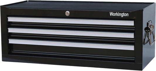 Workington Industrial 3 Drawers Portable Metal Intermediate Box, 26" Middle Tool Chest Cabinet with Ball Bearing Drawer Slides, Steel Tool Storage Box Organizer 4009 Black