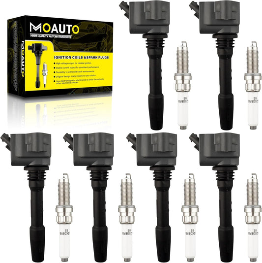 Set of 6 Ignition Coils Pack UF750 12138643360 & 6 PCS Iridium Spark Plugs Compatible with BMW 340i GT 540i X3 740i 640i xDrive M240i X4 Mini Cooper Clubman - 1.5L 3.0L L3 L6