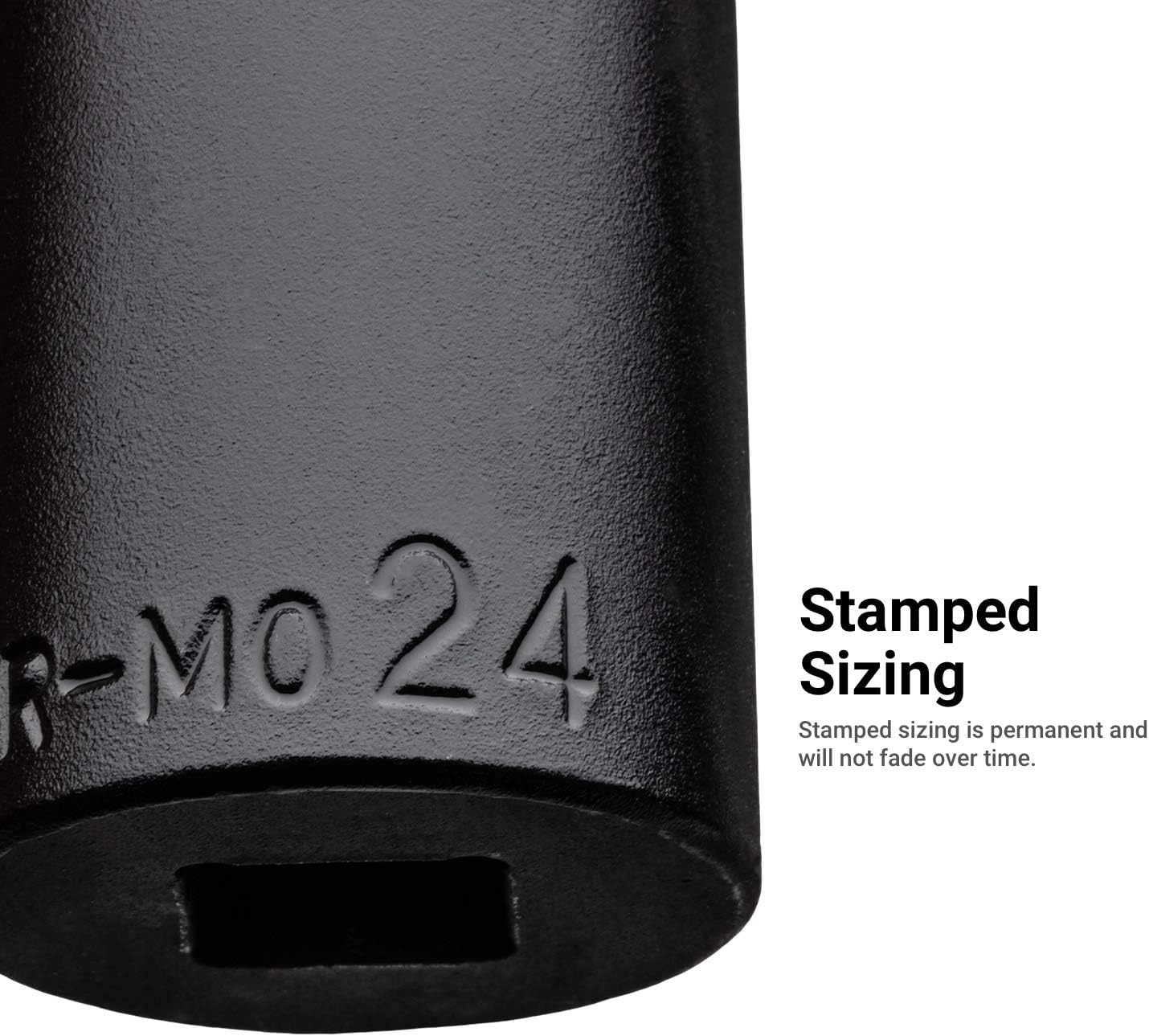 Capri Tools 1/2 in. Drive Shallow and Deep Impact Socket Set, Metric, 10 to 27 mm, 36-Piece with Billet Aluminum Socket Rail (CP55000-36MSDR)
