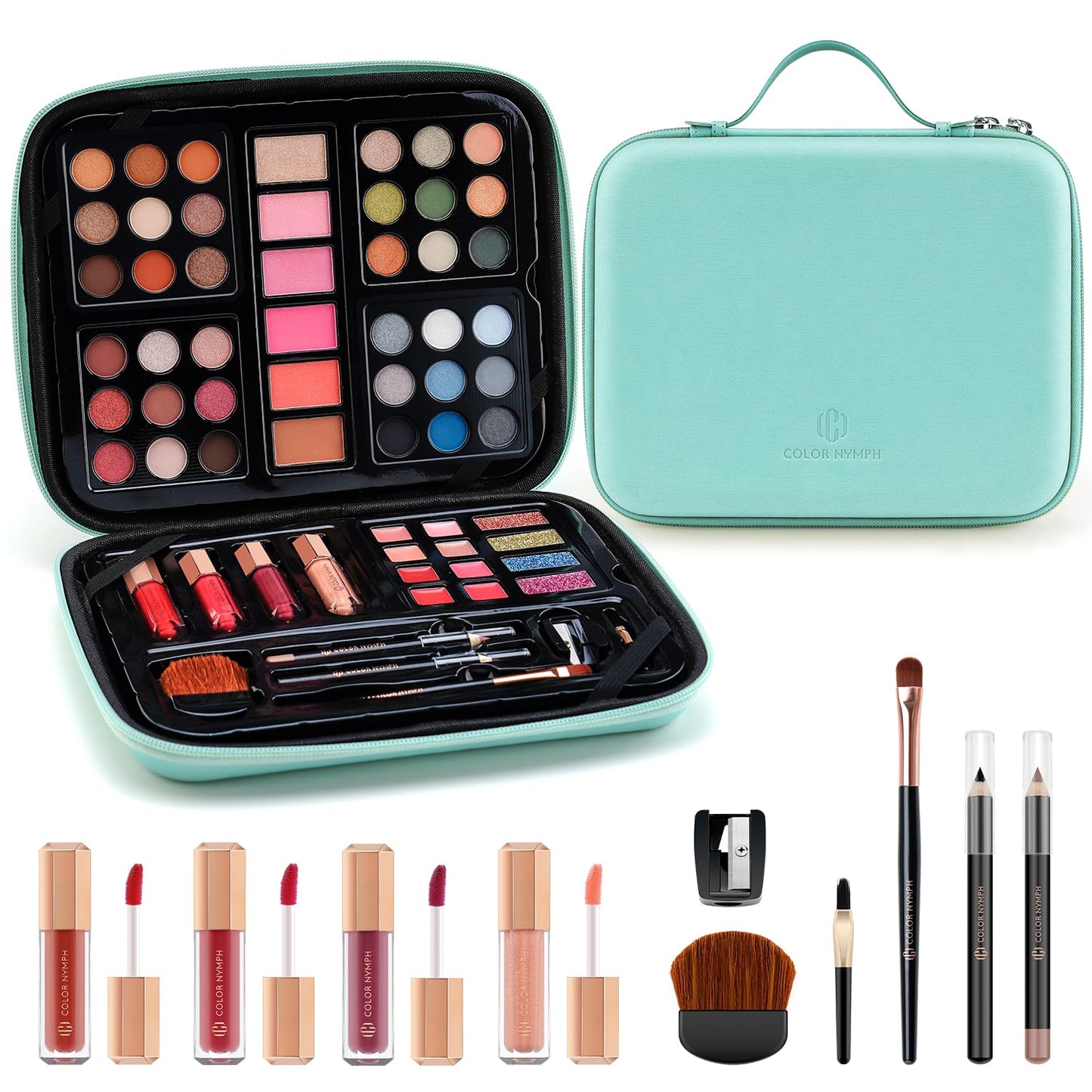 Color Nymph Makeup for Teens with Reusable Pink Handbag, All In One Girls Makeup Sets Makeup Kits for Girls Women with Eyeshadow Blushes Bronzer Highlighter Lipgloss