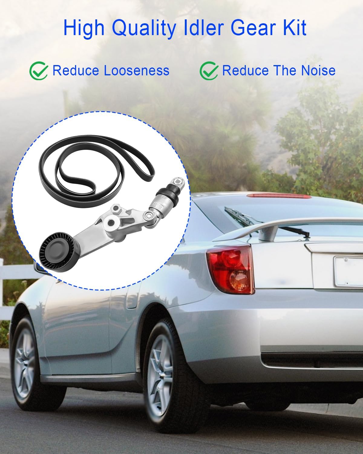 Serpentine Drive Belt Tensioner Kit Fit for Chevy Prizm Toyota Celica Corolla Matrix L4 1.8L 1998-2008, Belt Tensioner and Drive Belt Assembly Replace 38286 6PK1880 49346 89356 6PK1880 K060739