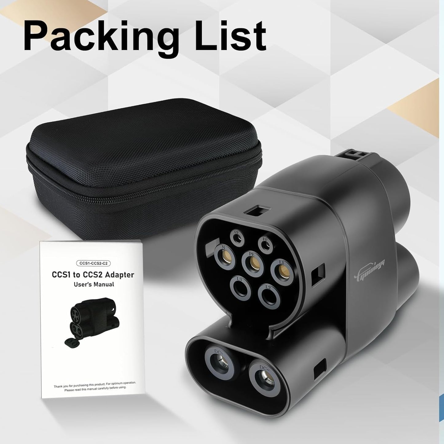 CCS1 to CCS2 Adapter AC DC 1000V 400A CCS1 Charger to CCS2 EVs Type1 to Type2 Charging Connector for Electric Vehicle Car Charging