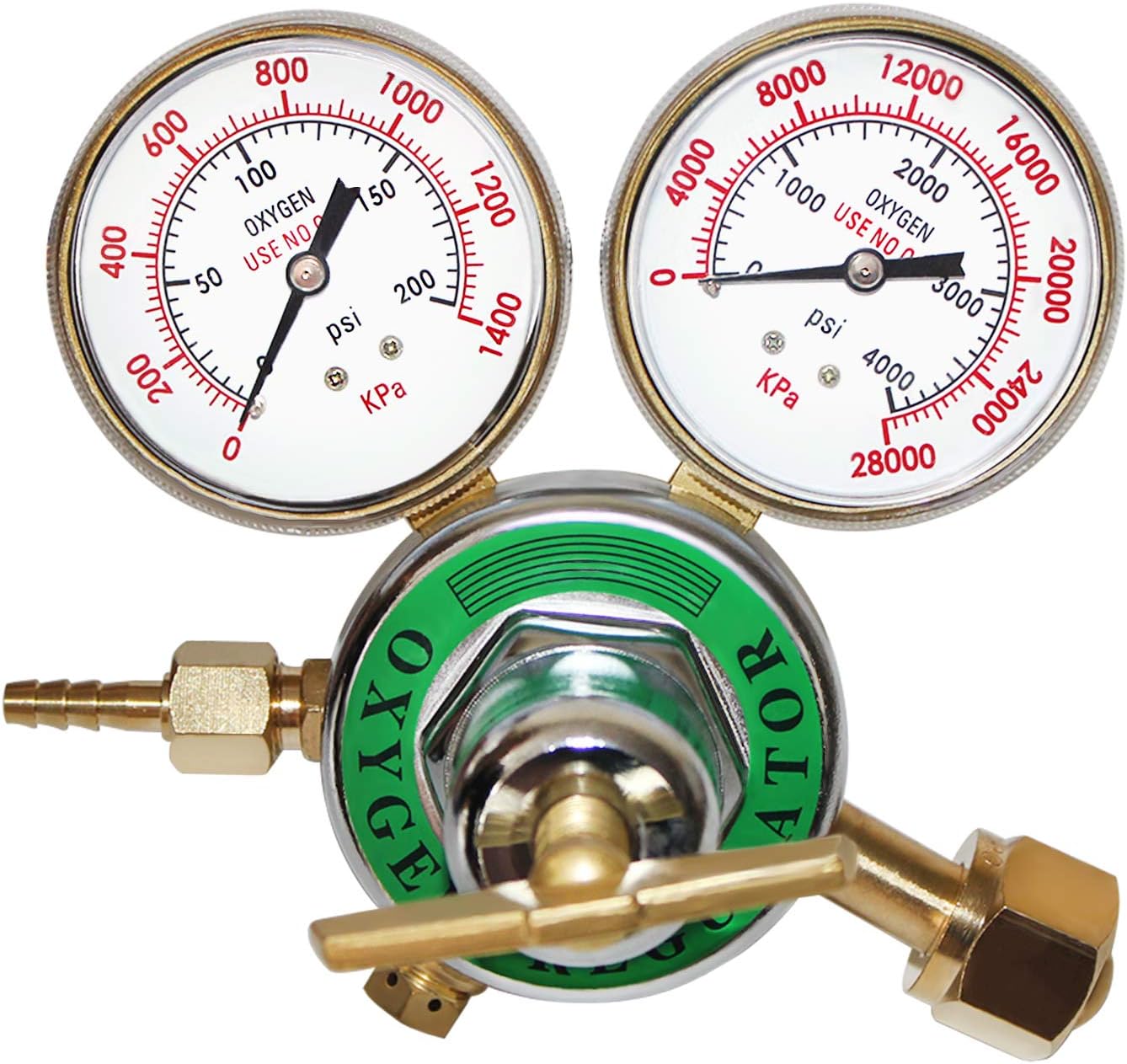 2 Piece Dual Welding Gas Gauges Oxygen (CGA-540) and Acetylene (CGA-510) Regulators Combo（Two-piece suit ）