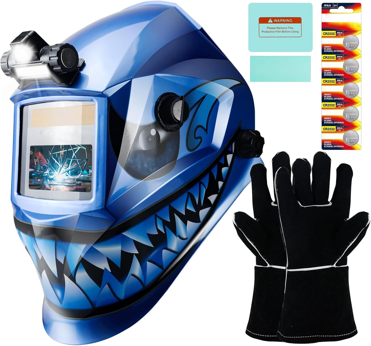 Welding Hood Auto Darkening Welding Helmet with Light True Color 1/1/1/2 Top Optical Clarity Wide Shade 9-13 Welding Mask with Grinding Weld Helmet (KTS-HD94)