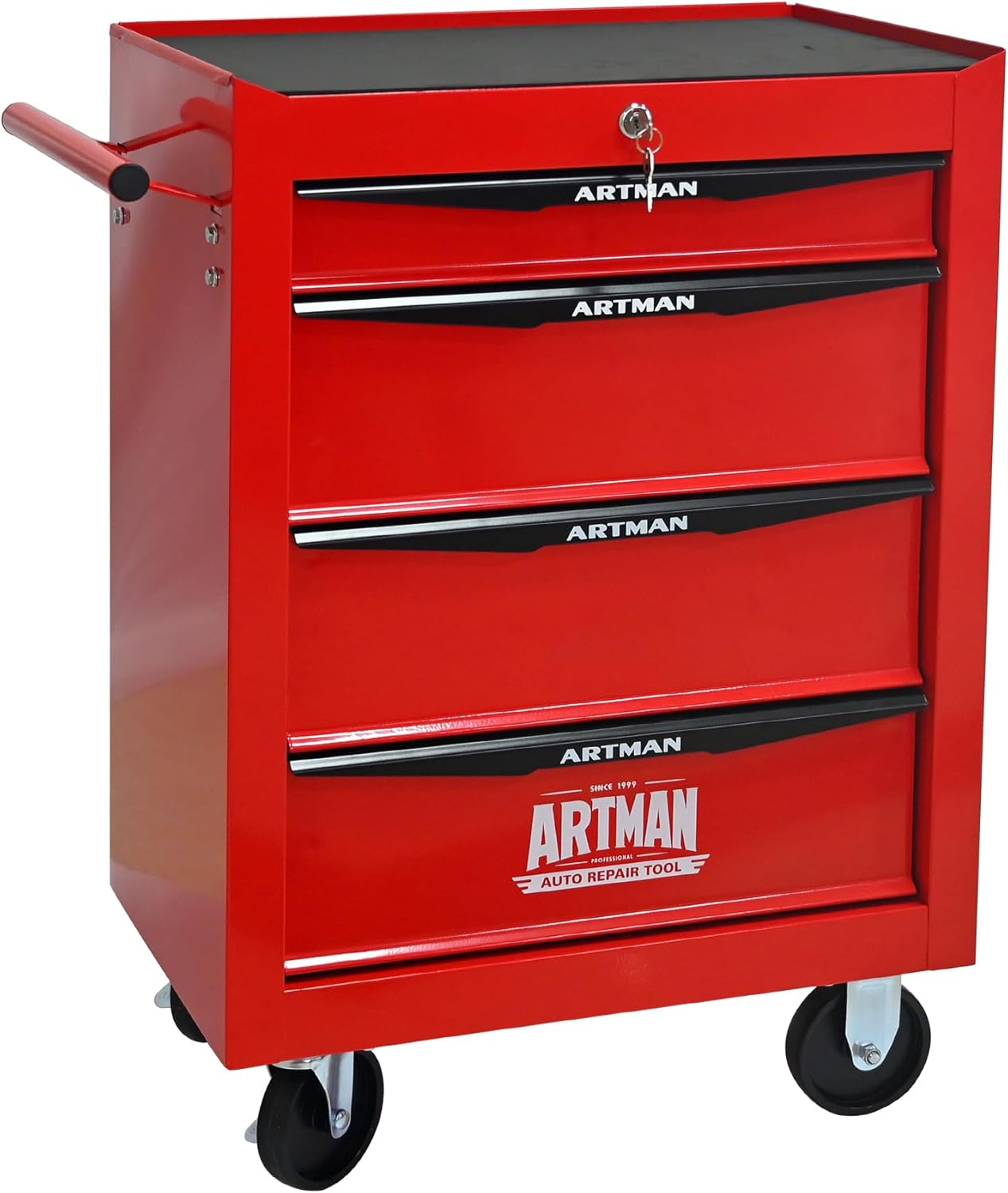 Rolling Tool Box with Wheels, Mechanics Tool Chest with 7 Drawers, Tool Box Organizer with 7 Tool Storage Boxes, Lockable Tool Storage Cabinet for Home Garage Workshop Warehouse Repair Shop, Black