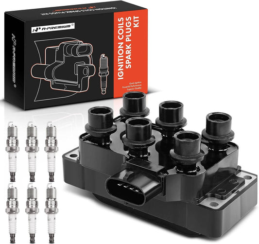 A-Premium Ignition Coils and Spark Plugs Kits Compatible with Ford Explorer 2006-2010, Explorer Sport Trac 2007-2010, Mustang 2005-2010, Ranger 2001-2011 & Mazda B4000 2001-2010 & Mercury Mountaineer